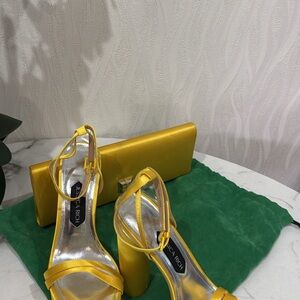 Yellow Women's Heels and clutch bag